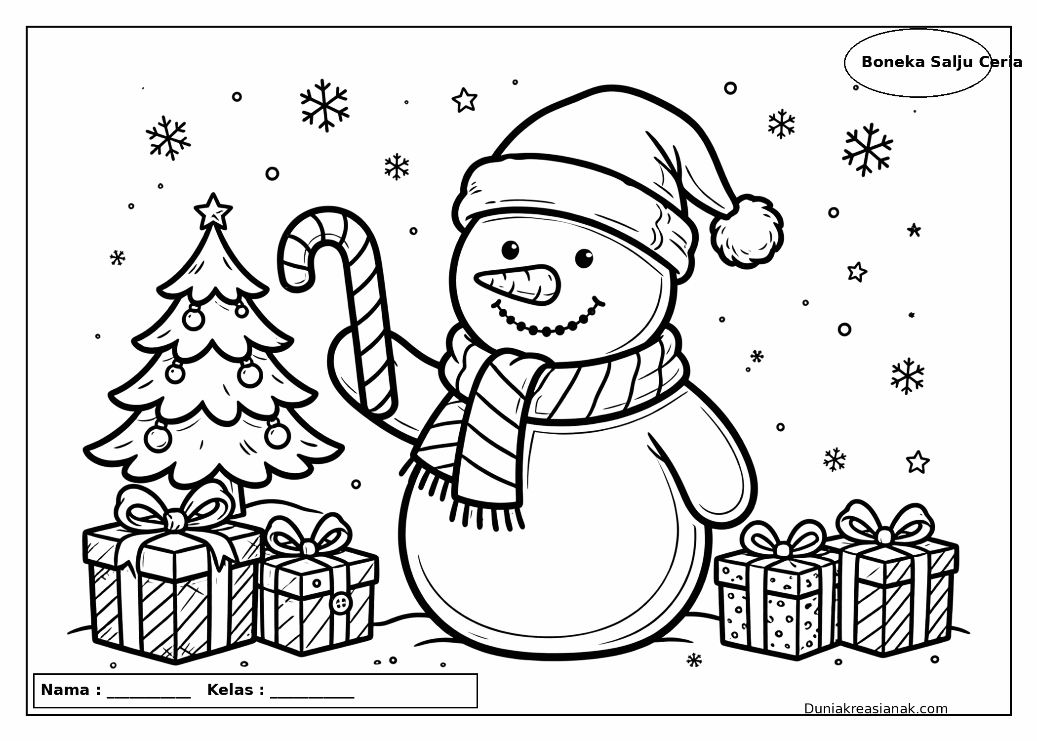 Coloring Page Boneka Salju Ceria Saat Natal 3 coloring page boneka salju ceria saat natal level menengah
