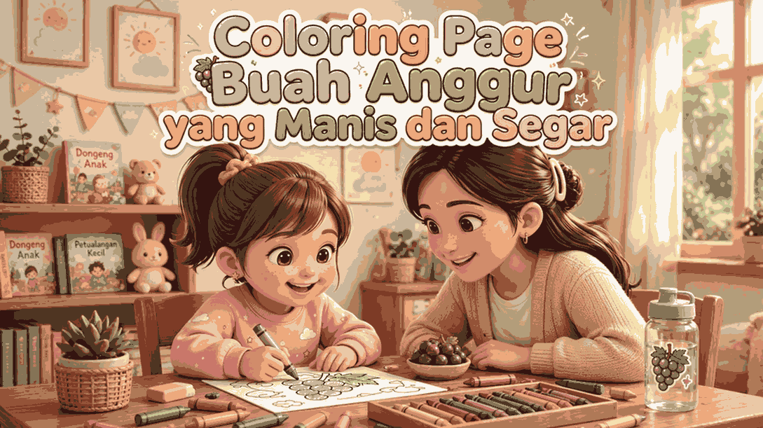 coloring page buah anggur yang manis dan segar featured