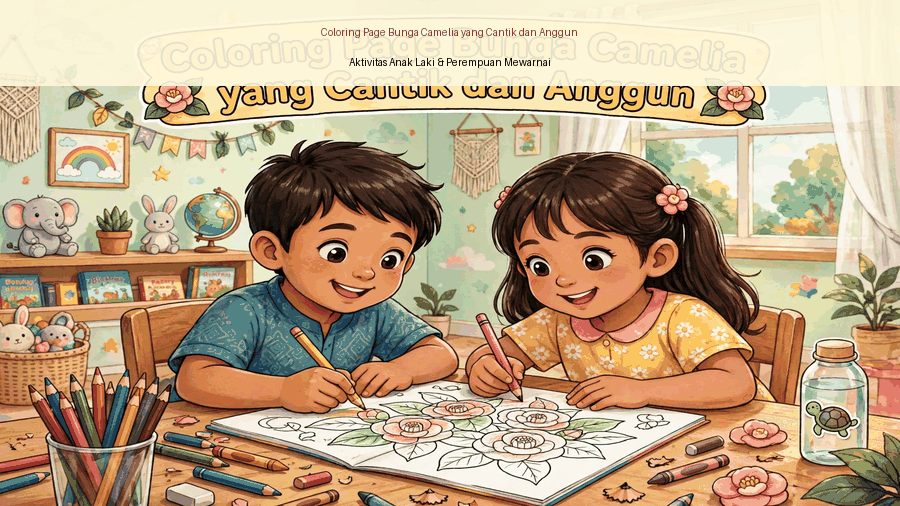 coloring page bunga camelia yang cantik dan anggun featured