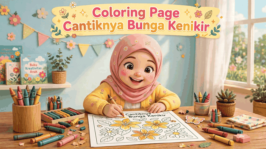 coloring page cantiknya bunga kenikir featured