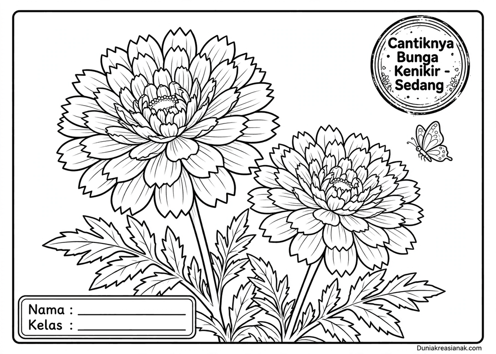 coloring page cantiknya bunga kenikir sedang