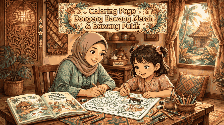 coloring page dongeng bawang merah putih featured