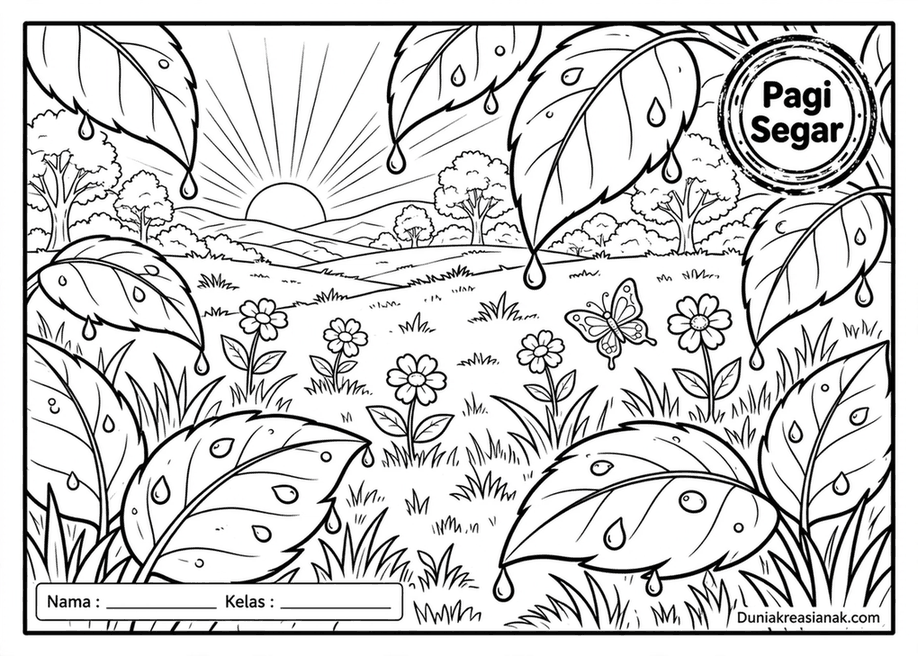 Coloring Page Pemandangan Embun Pagi yang Menyegarkan 3 coloring page embun pagi segar sedang