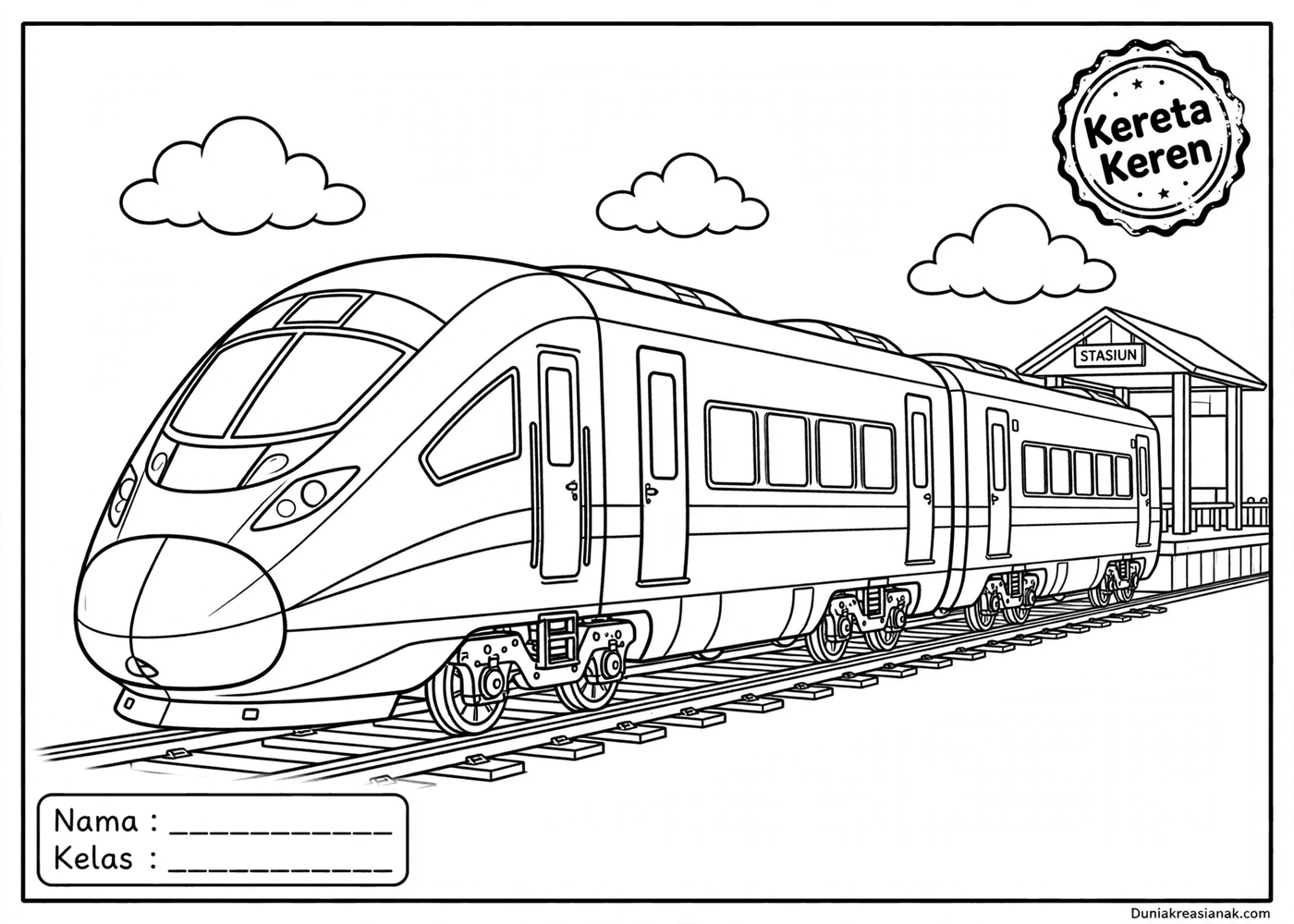 Coloring Page Kereta Cepat yang Modern dan Keren 3 coloring page kereta cepat di jembatan detail