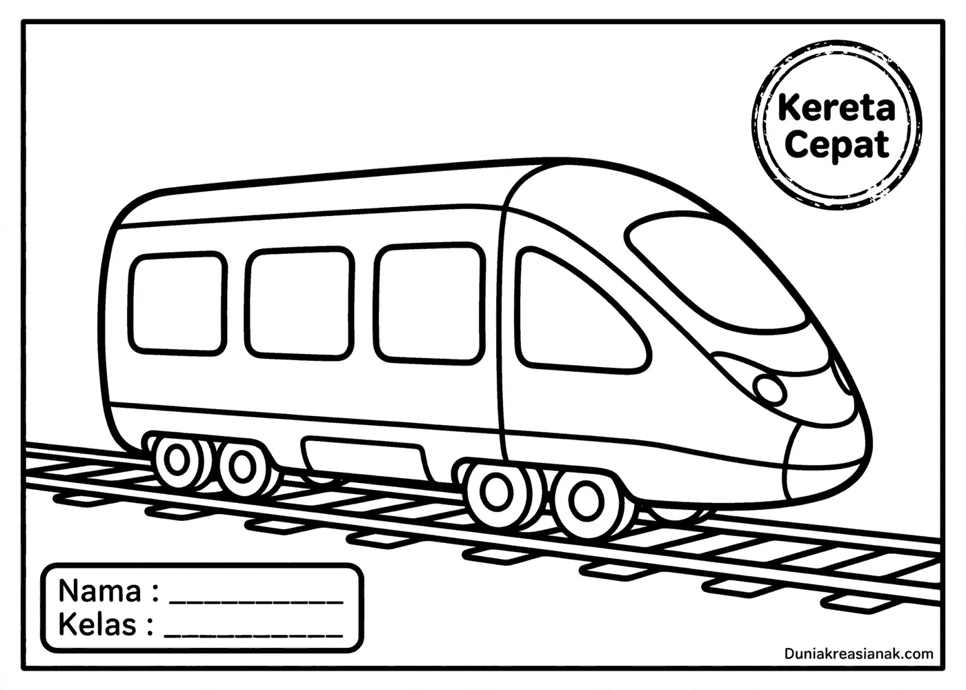 Coloring Page Kereta Cepat yang Modern dan Keren 2 coloring page kereta cepat modern mudah