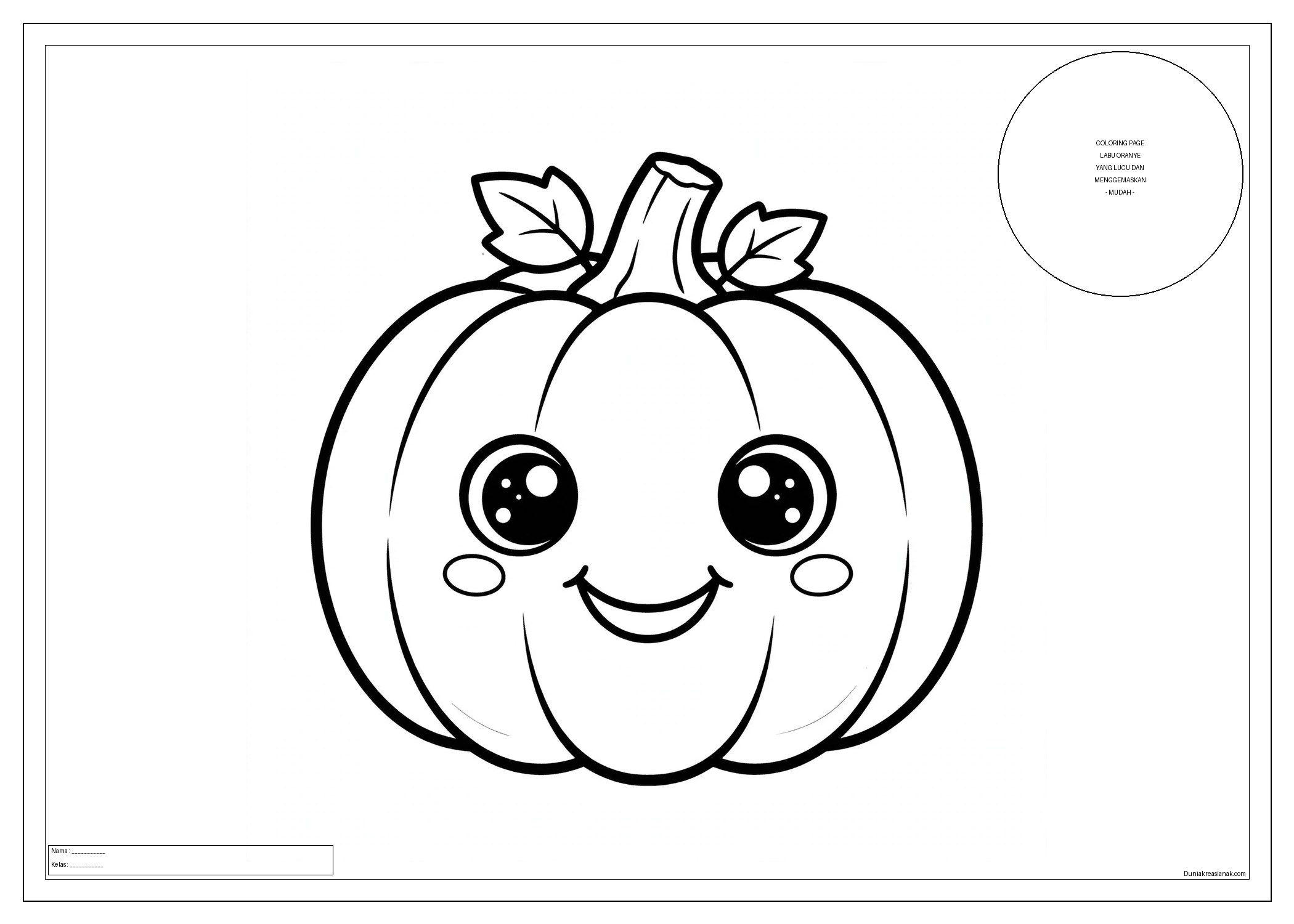 coloring page labu oranye yang lucu dan menggemaskan mudah 1