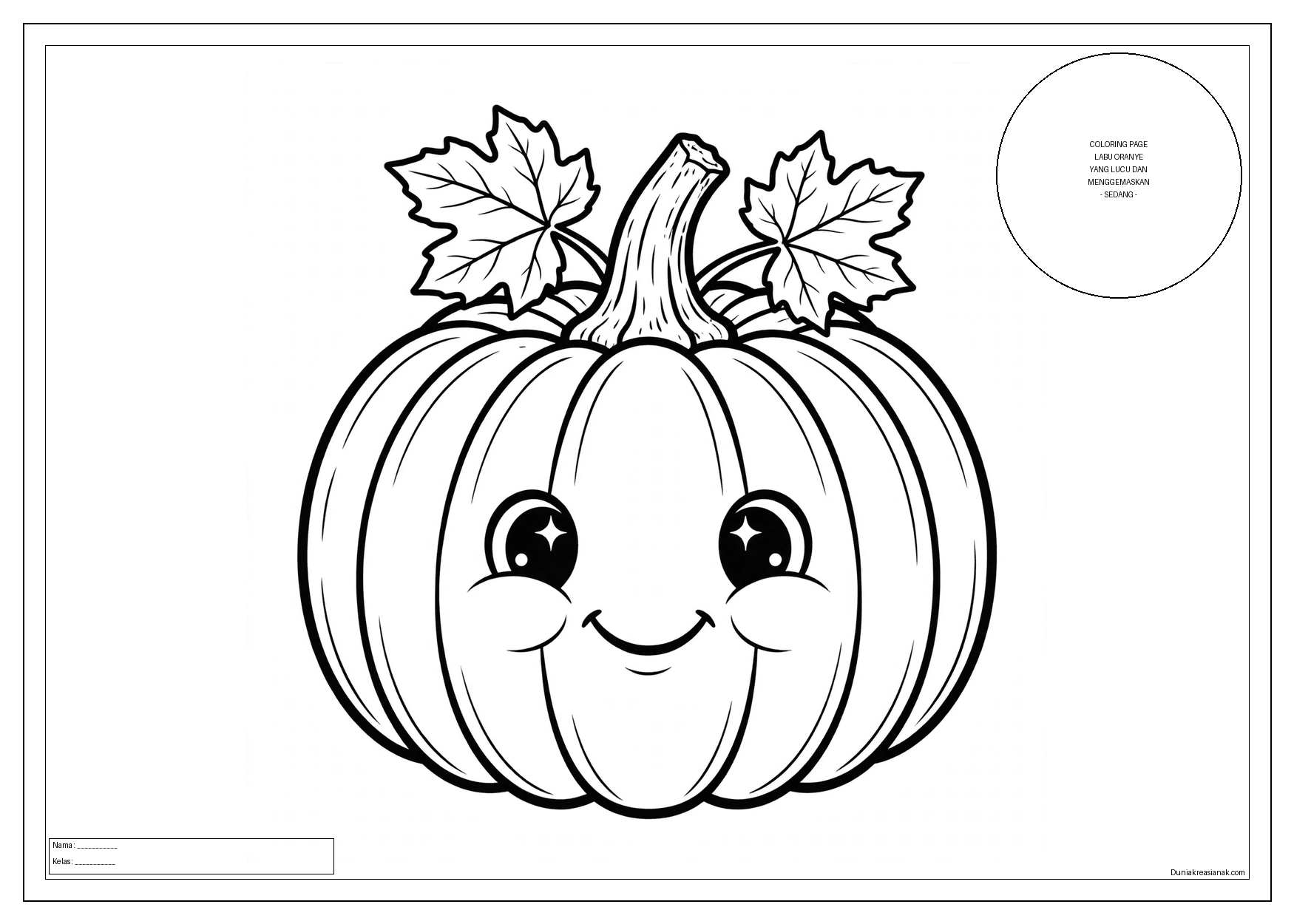 coloring page labu oranye yang lucu dan menggemaskan sedang 1