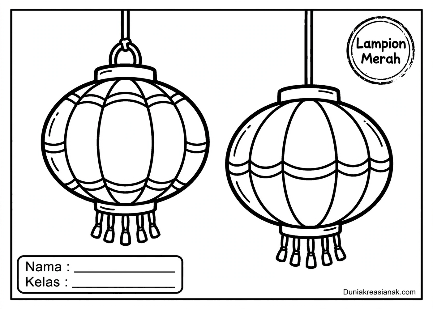 Coloring Page Festival Lampion Merah yang Meriah 2 coloring page lampion merah mudah