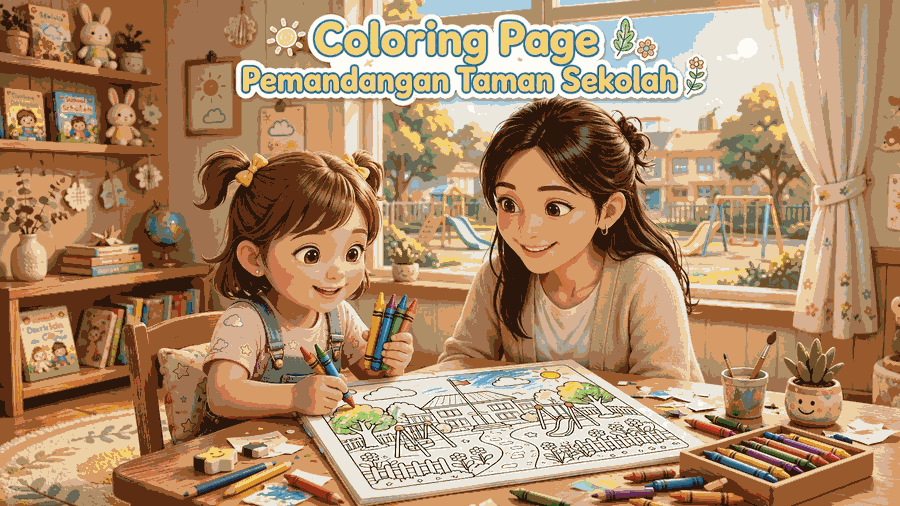 coloring page pemandangan taman sekolah featured 1 1