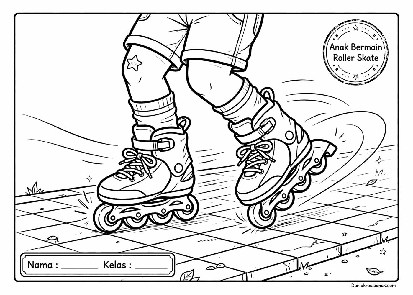 coloring page roller skate inline anak meluncur
