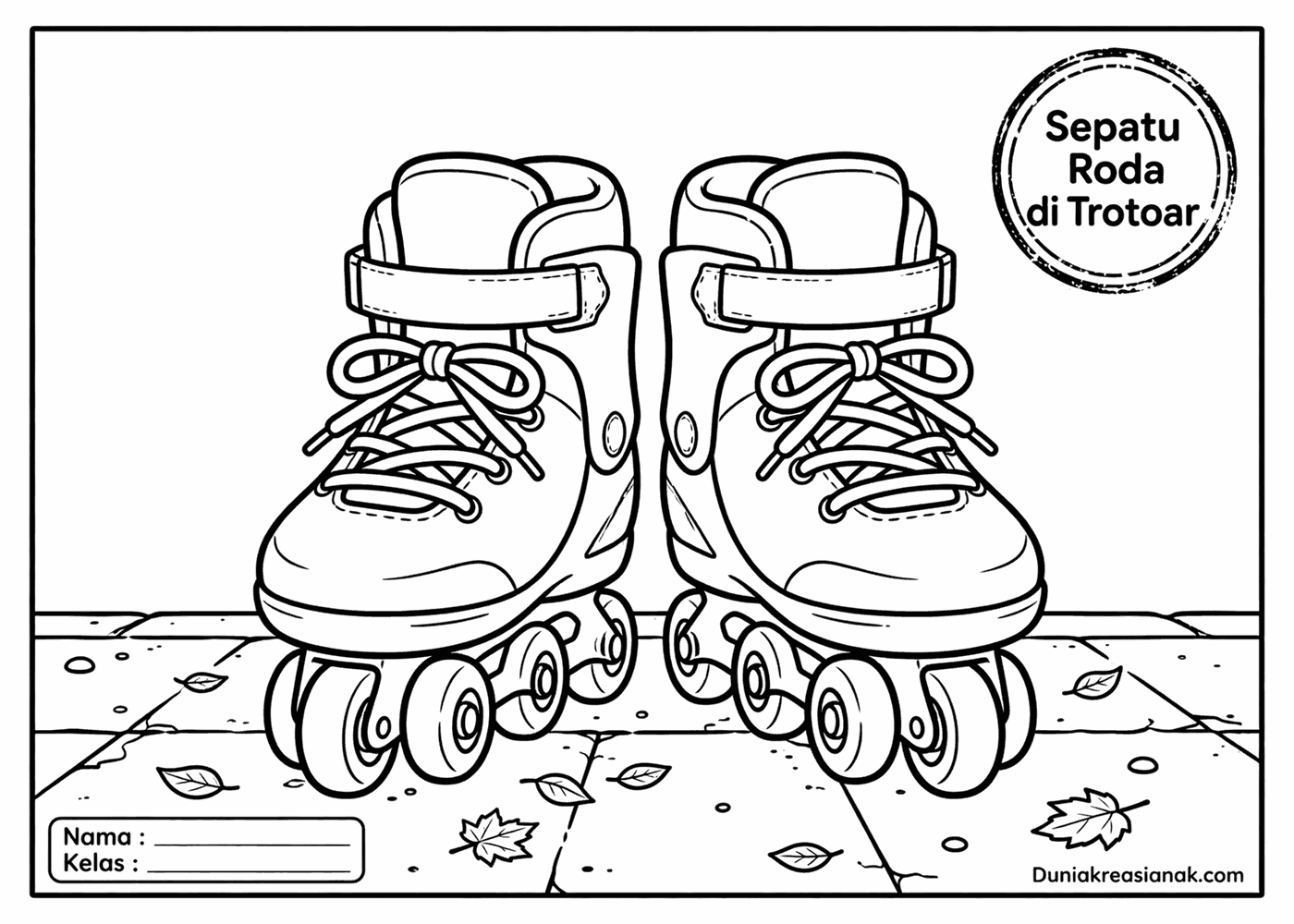 coloring page roller skate quad di trotoar