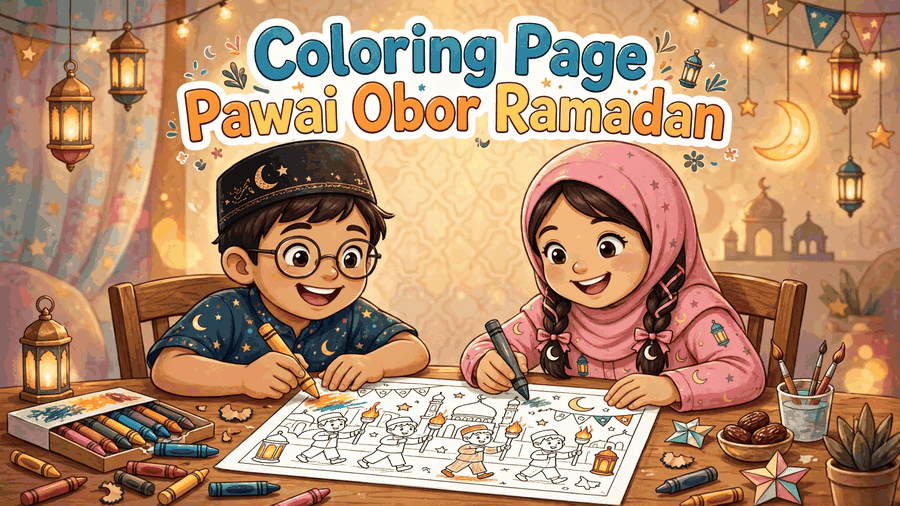 featured image coloring page pawai obor ramadan